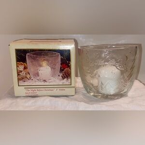 3/55$ Vintage The night before Christmas Votive glass candle‎ holder pine tree